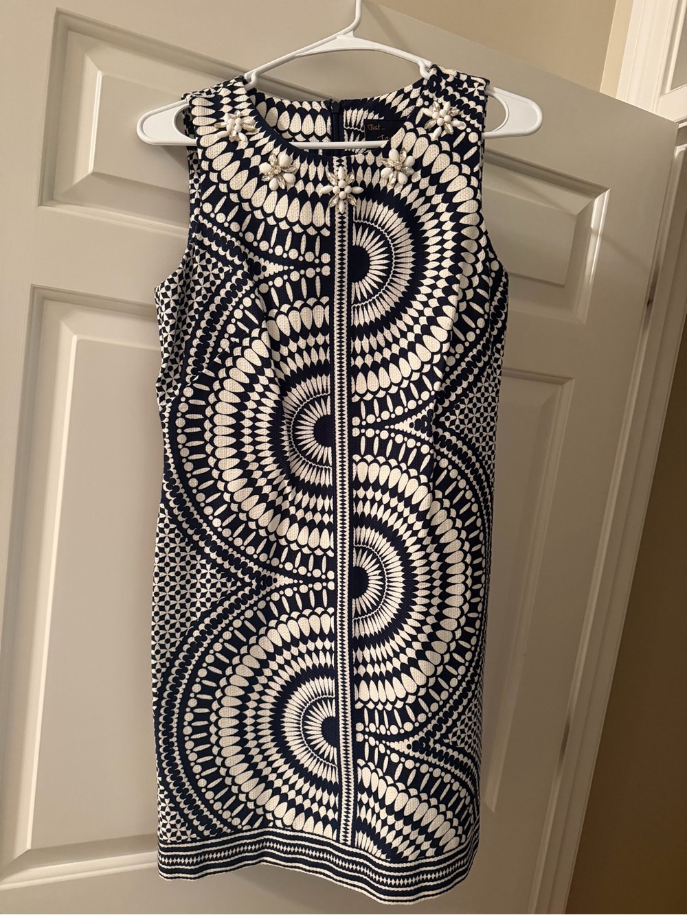 Just...Taylor Navy & White Beaded Neck Mini Dress